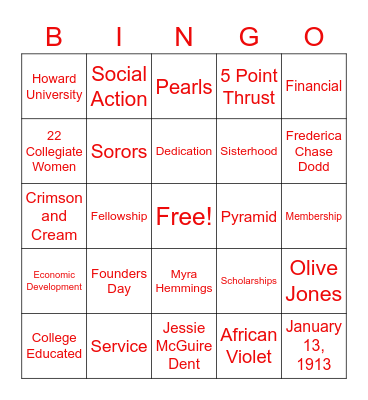 DELTA BINGO Card