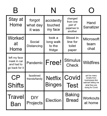 2020 Bingo Card