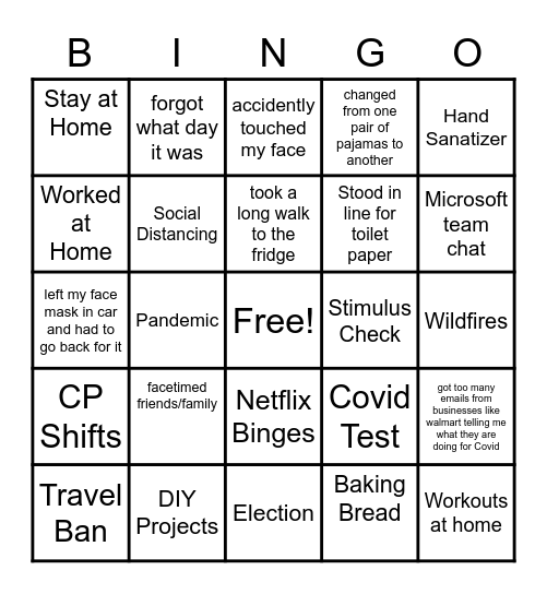 2020 Bingo Card