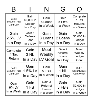 Team Missouri Quick Start Bingo Card