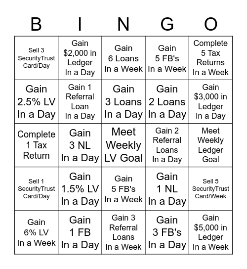 Team Missouri Quick Start Bingo Card