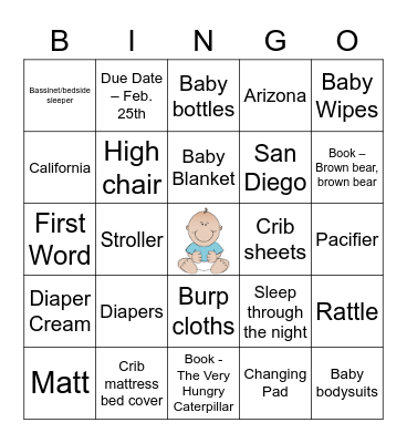 Baby Shower Bingo Card