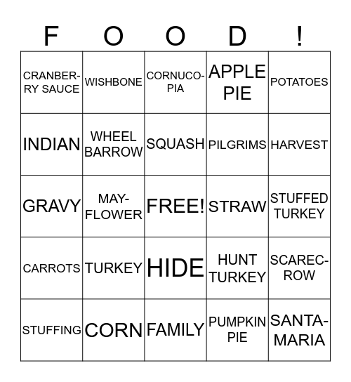 :) HAPPY THANKSGIVING :) Bingo Card