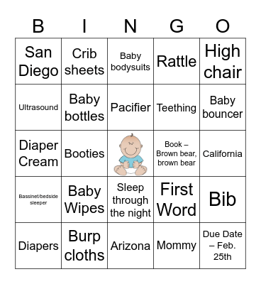 Baby Shower Bingo Card