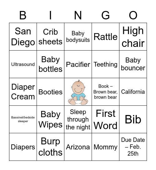 Baby Shower Bingo Card