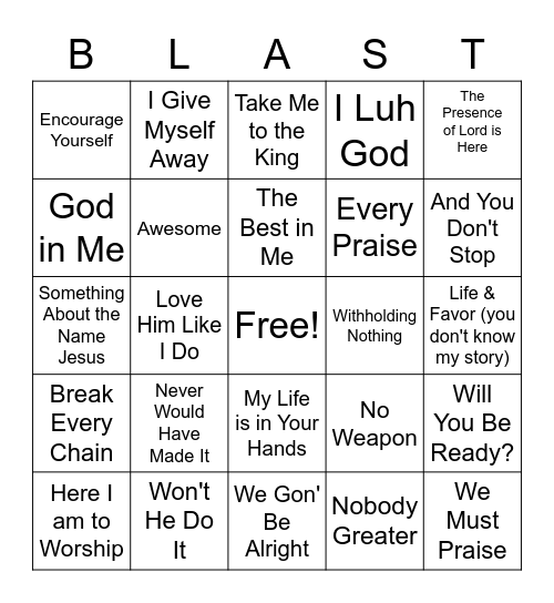 Gospel Bingo Card