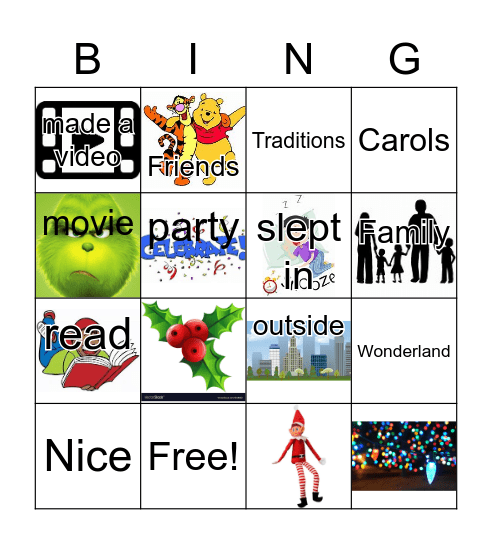 Winter Break (w/ images) Bingo Card