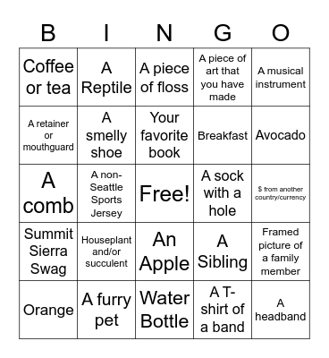 Sierra January Zoom Bingo Card