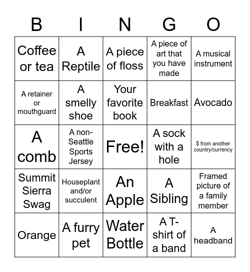 Sierra January Zoom Bingo Card