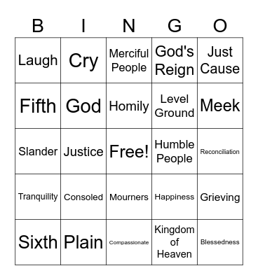 Beatitude Bingo Card