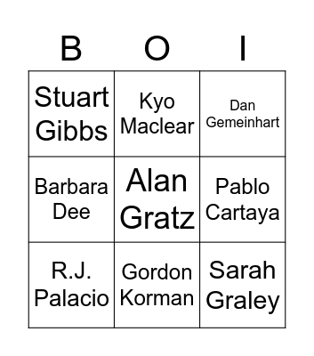 BoB Bingo Card