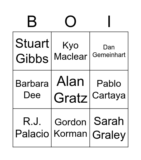 BoB Bingo Card