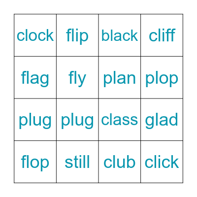 Blends Unit 12 Bingo Card