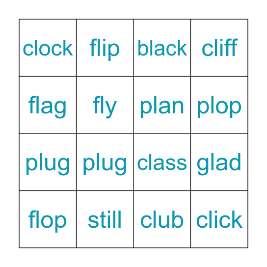 Blends Unit 12 Bingo Card