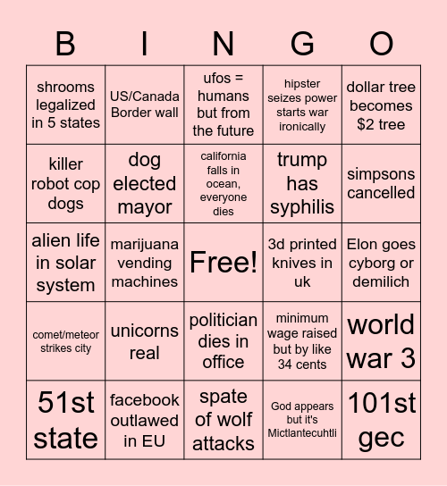 2021 PREDICTORINOS Bingo Card