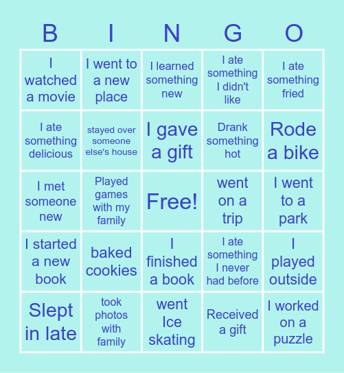 During the break I... Bingo Card