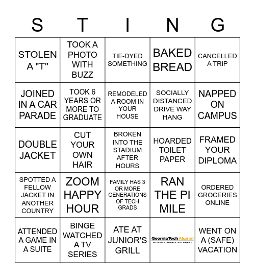 GEORGIA TECH WOMEN ALUMNAE NETWORK - JAN 12TH Bingo Card