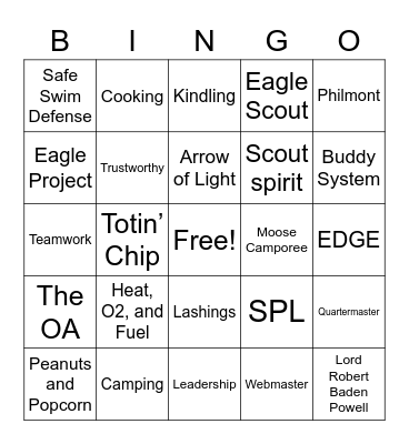 Troop 37 BINGO Card