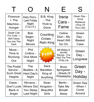 Game Of Tones 1-4-21 Game 2 Bingo Card