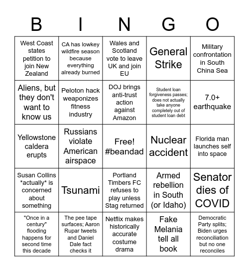 @thequeenofhats 2021 Bingo Card