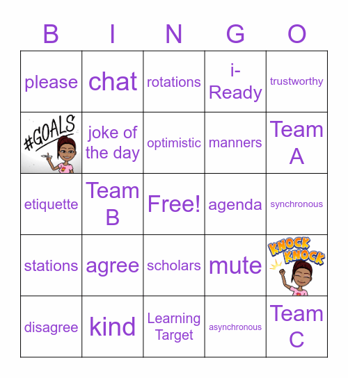 6th Grade Teams Bingo Card