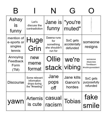 GSC Vegganuary Meeting Bingo Card