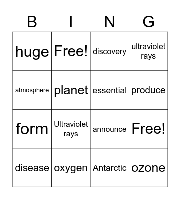 Lesson 7 Words Bingo Card