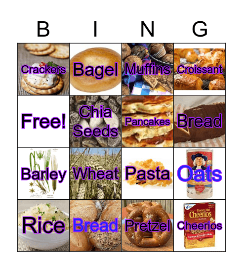 Grain Food Labels Bingo Card