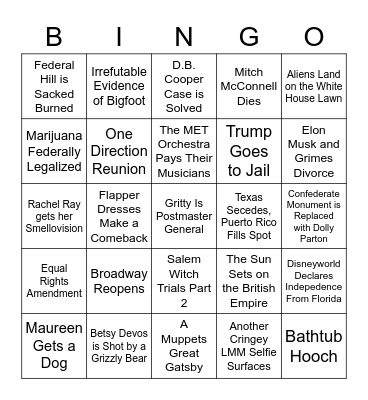 2021 Bingo Card