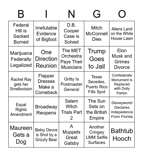 2021 Bingo Card