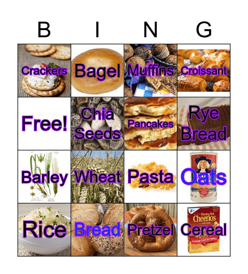 Grain Food Labels Bingo Card