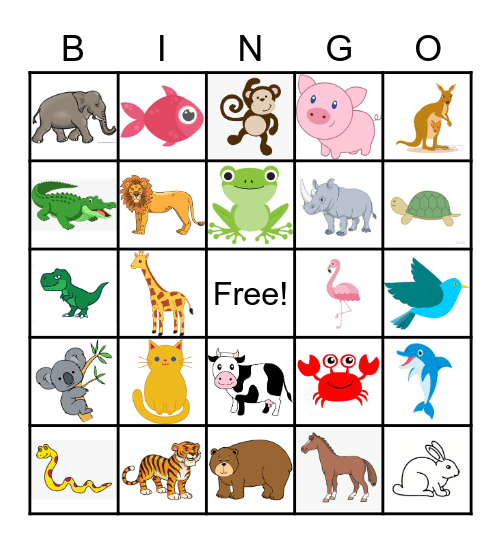 Spanish Animals Bingo Card