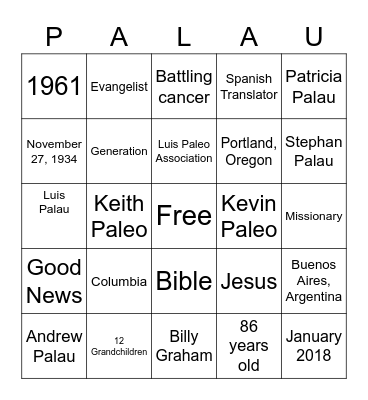 Luis Palau Bingo Card
