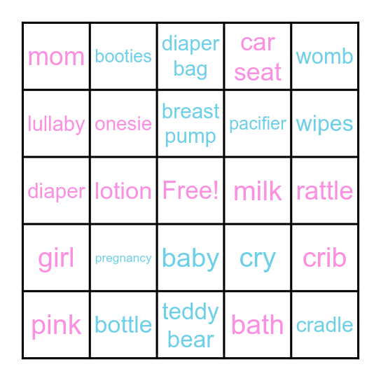 Ethan & Angela's Gender Reveal Bingo Card