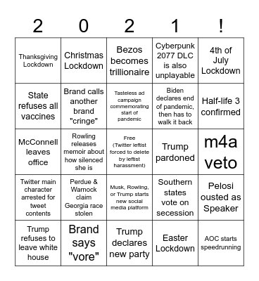 2021 Bingo Card