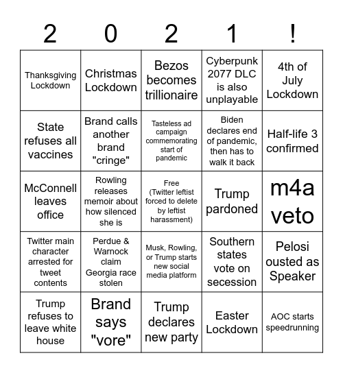 2021 Bingo Card