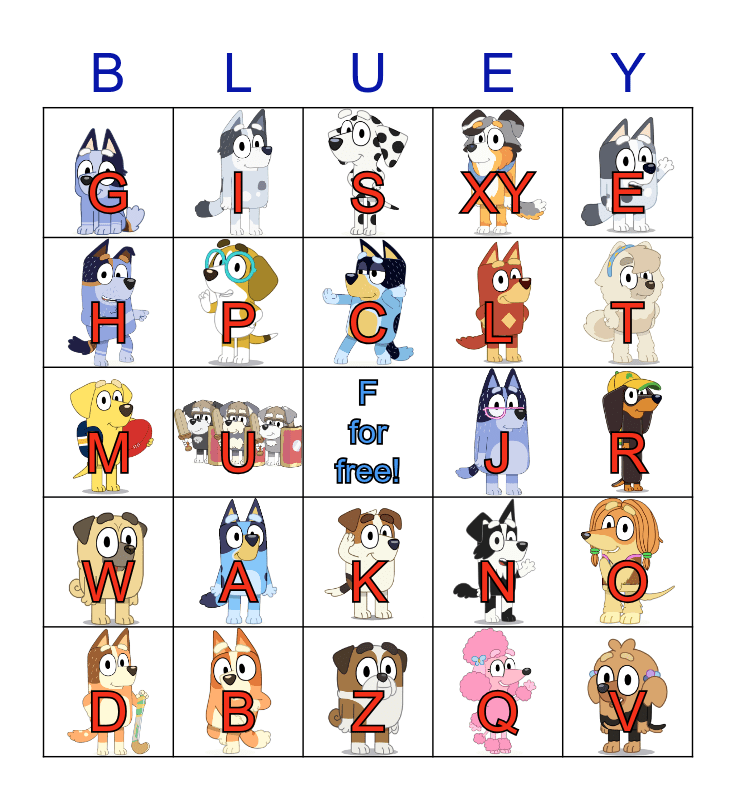 Bluey Bingo! Bingo Card