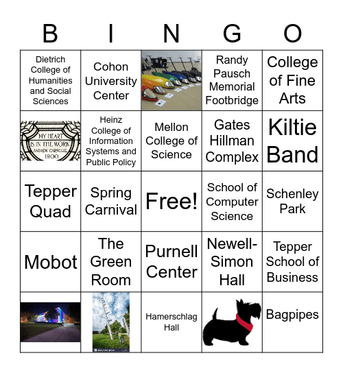 #1 CMU Campus Life Bingo Card