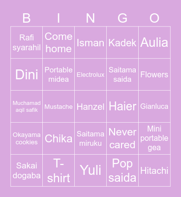 Lulu Bingo Card