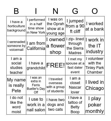 Ice Breaker Bingo Card