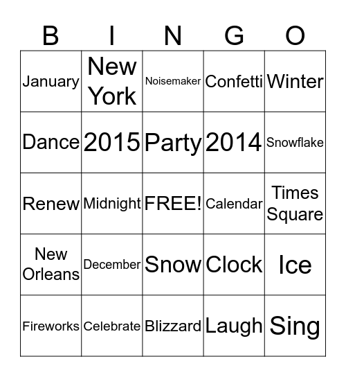 New Year's BINGO Card