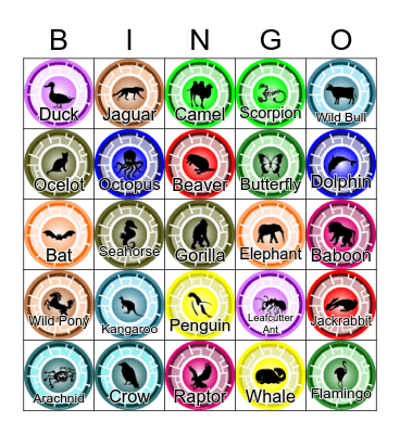 Wild Kratts Creature Power Discs Bingo Card