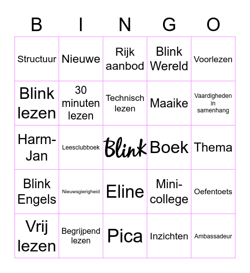 Blink Bingo Card