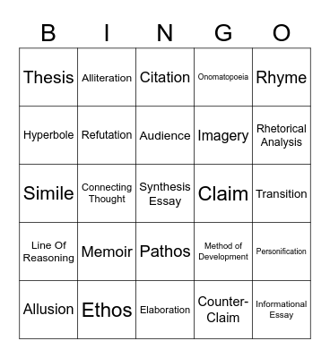 AP English Bingo Card