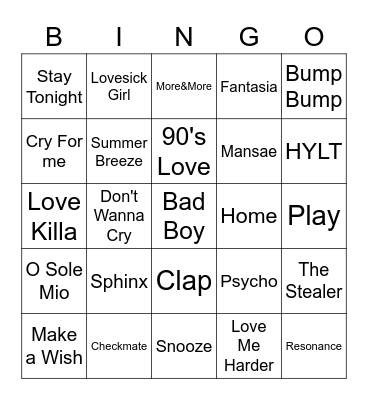 jiwoo Bingo Card