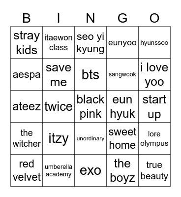 JENABY’s Bingo Card