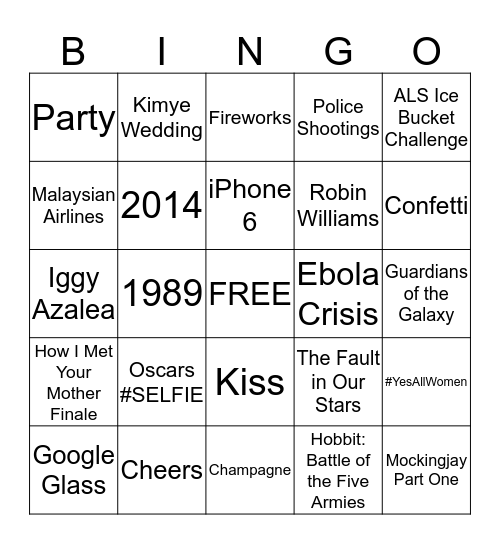 Happy New Year! Bingo Card