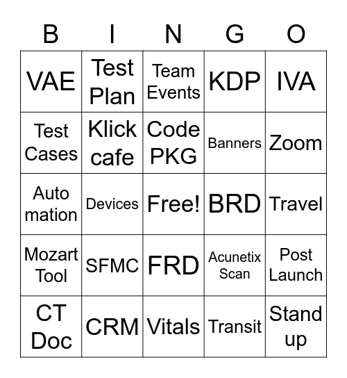 Team Bingo Card