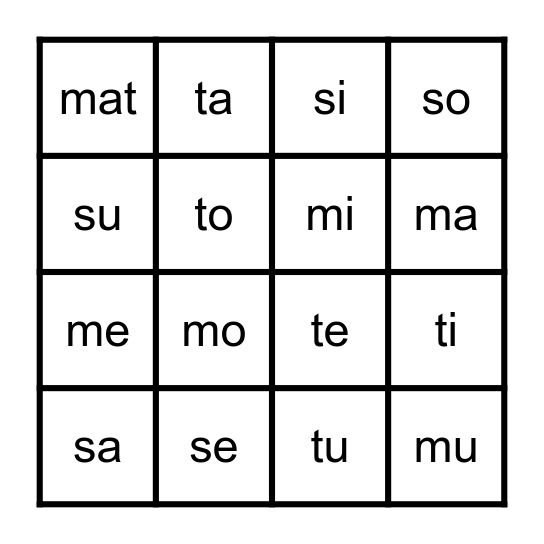 Word Helpers Bingo Card