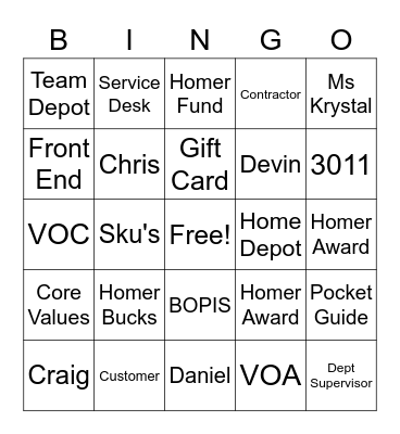 STORE 3011 BINGO Card